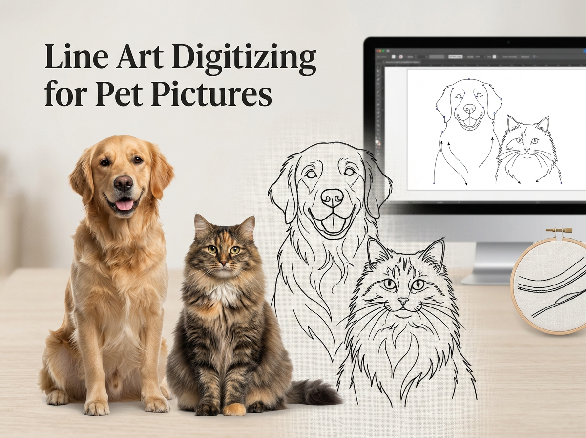 Line Art Digitizing for Pet Pictures: Turn Your Favorite Pet Photos into Embroidery